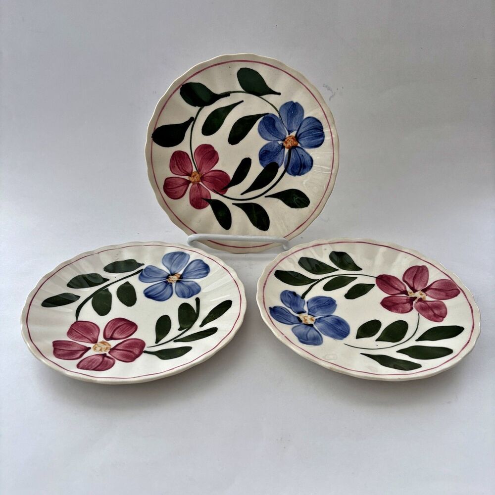 Floral Snack Appetizer Dessert Plates Hand Painted Ucagco Made USA Vintage